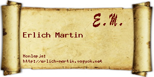Erlich Martin névjegykártya